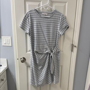 LOFT Blue and White Striped T-shirt Dress